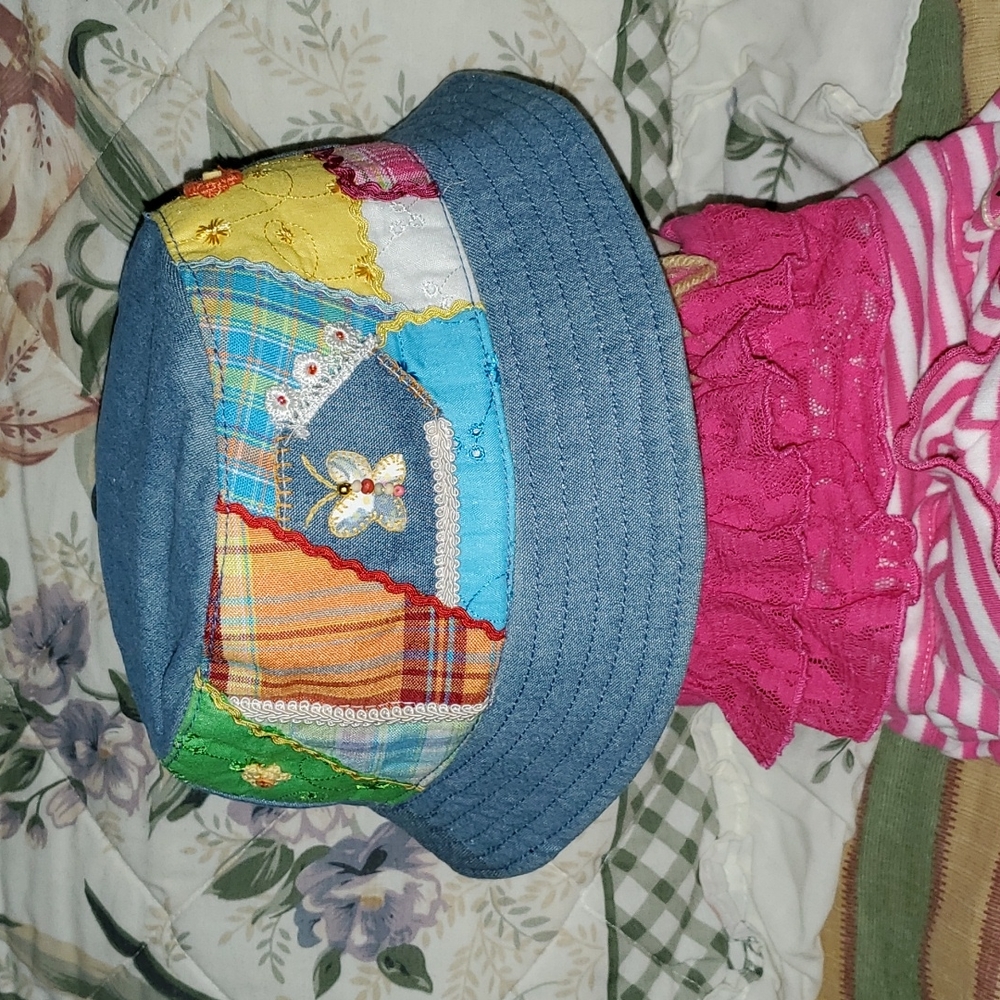 CAPPELLI Straworld Inc-2004 Female Quilted Denim Hat-EC-Child Sz L/Adult S/M